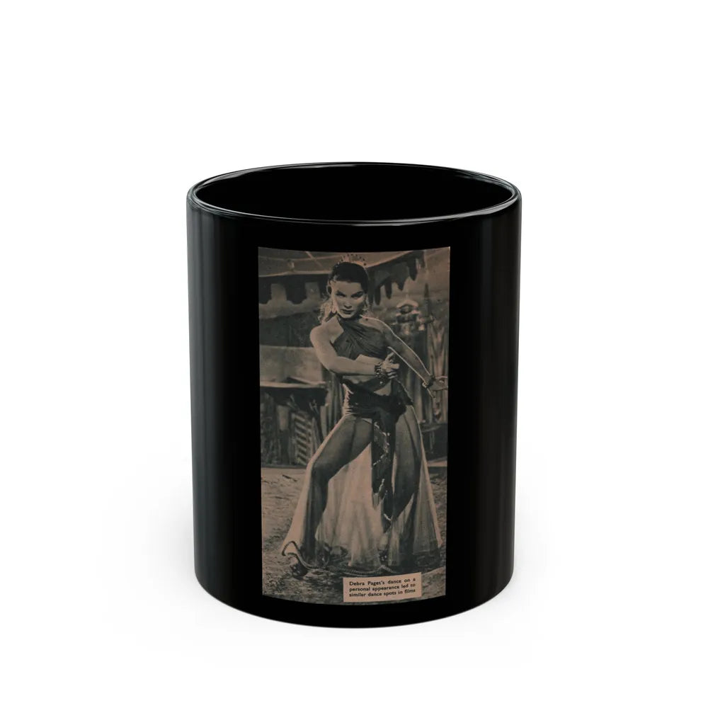 Debra Paget #516 - Magazine Clipping B&W Photo & Caption from 1954 ''Princess of The Nile'' '54 Promo Photo (Vintage Female Icon) Black Coffee Mug-11oz-Go Mug Yourself