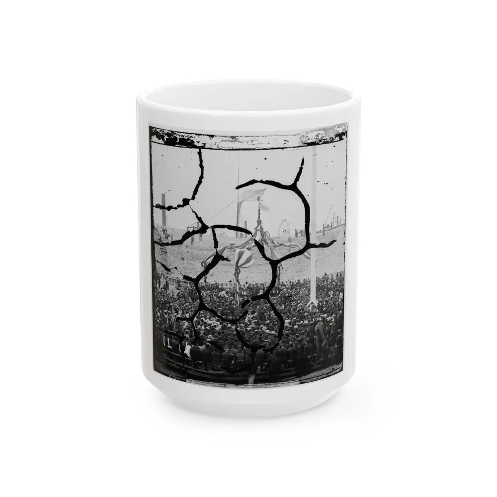 Charleston Harbor, South Carolina. Interior View Of Fort Sumter During Ceremony Of Raising Flag (U.S. Civil War) White Coffee Mug-15oz-Go Mug Yourself