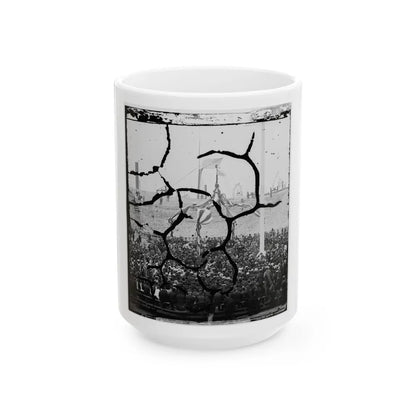 Charleston Harbor, South Carolina. Interior View Of Fort Sumter During Ceremony Of Raising Flag (U.S. Civil War) White Coffee Mug-15oz-Go Mug Yourself