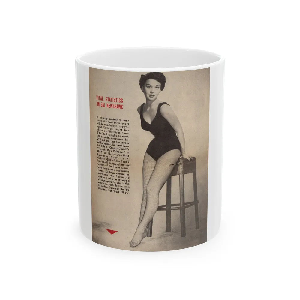 Kathryn Grant #88 - Pages 32 & 33 Featuring, 1 B&W Centerfold Photo & Caption from People Today Pocket Mag. 12-15-54 (Vintage Female Icon) White Coffee Mug-11oz-Go Mug Yourself