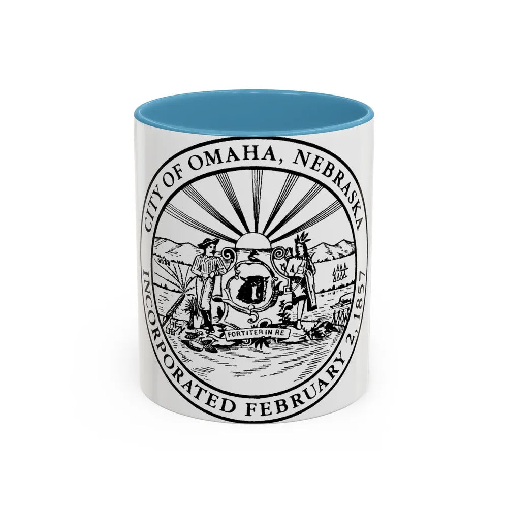 Seal of Omaha Nebraska - Accent Coffee Mug-11oz-Light Blue-Go Mug Yourself