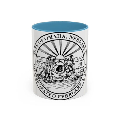 Seal of Omaha Nebraska - Accent Coffee Mug-11oz-Light Blue-Go Mug Yourself