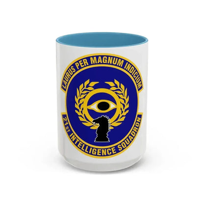 21st Intelligence Squadron (U.S. Air Force) Accent Coffee Mug 15oz Light Blue - Go Mug Yourself