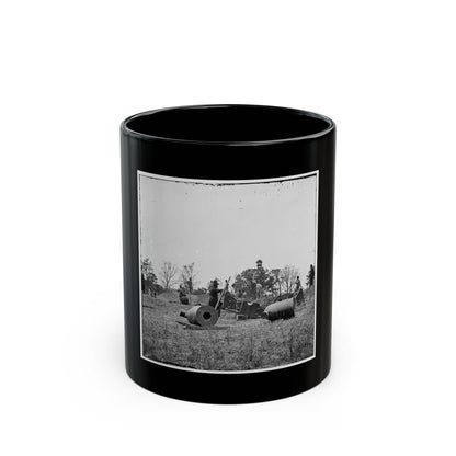 James River, Va. Work Party And Mortars At  Butler's Crow's Nest (U.S. Civil War) Black Coffee Mug