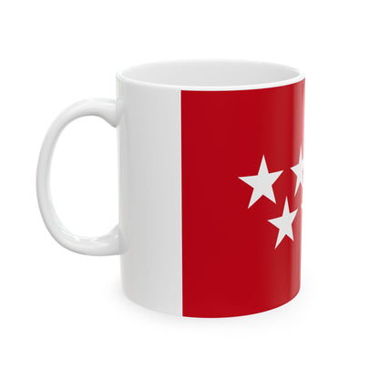 Flag of the Community of Madrid Spain - White Coffee Mug-Go Mug Yourself