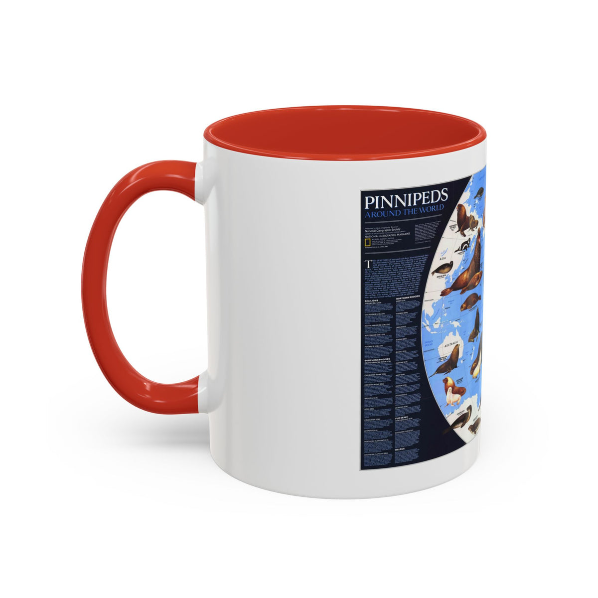 Pinnipeds Around the World (1987) (Map) Accent Coffee Mug