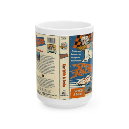 SPEED RACER CAR WITH A BRAIN (VHS COVER) - White Coffee Mug