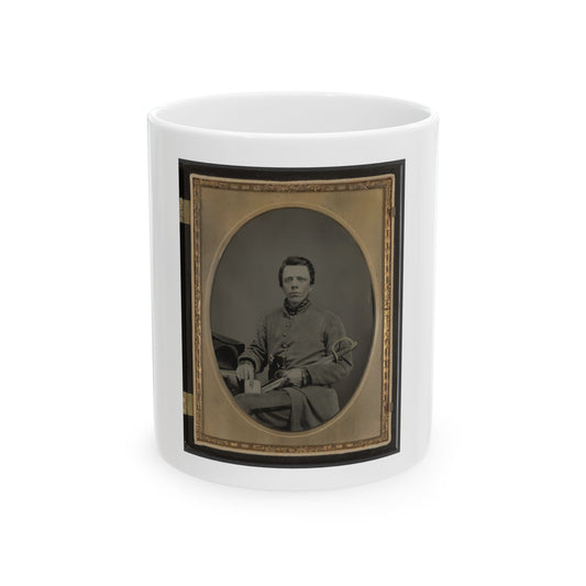 Private W.R. Clack Of Co. B, 43rd Tennessee Infantry Regiment, With Saber, Pistol, And Small Book (U.S. Civil War) White Coffee Mug