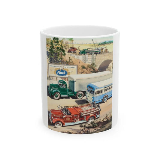 Celebrating 50 Years of Leadership, Mack Trucks advertisement for The Saturday Evening Post - White Coffee Mug-11oz-Go Mug Yourself