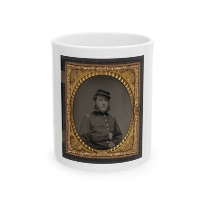 Unidentified Soldier In Union Officers's Uniform And Connecticut State Seal Buttons (U.S. Civil War) White Coffee Mug