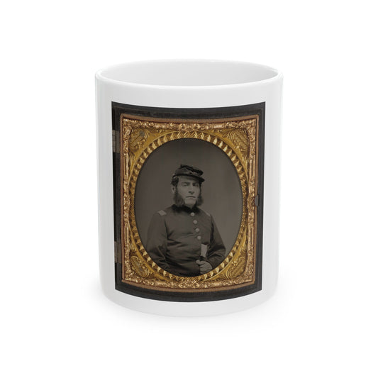 Unidentified Soldier In Union Officers's Uniform And Connecticut State Seal Buttons (U.S. Civil War) White Coffee Mug