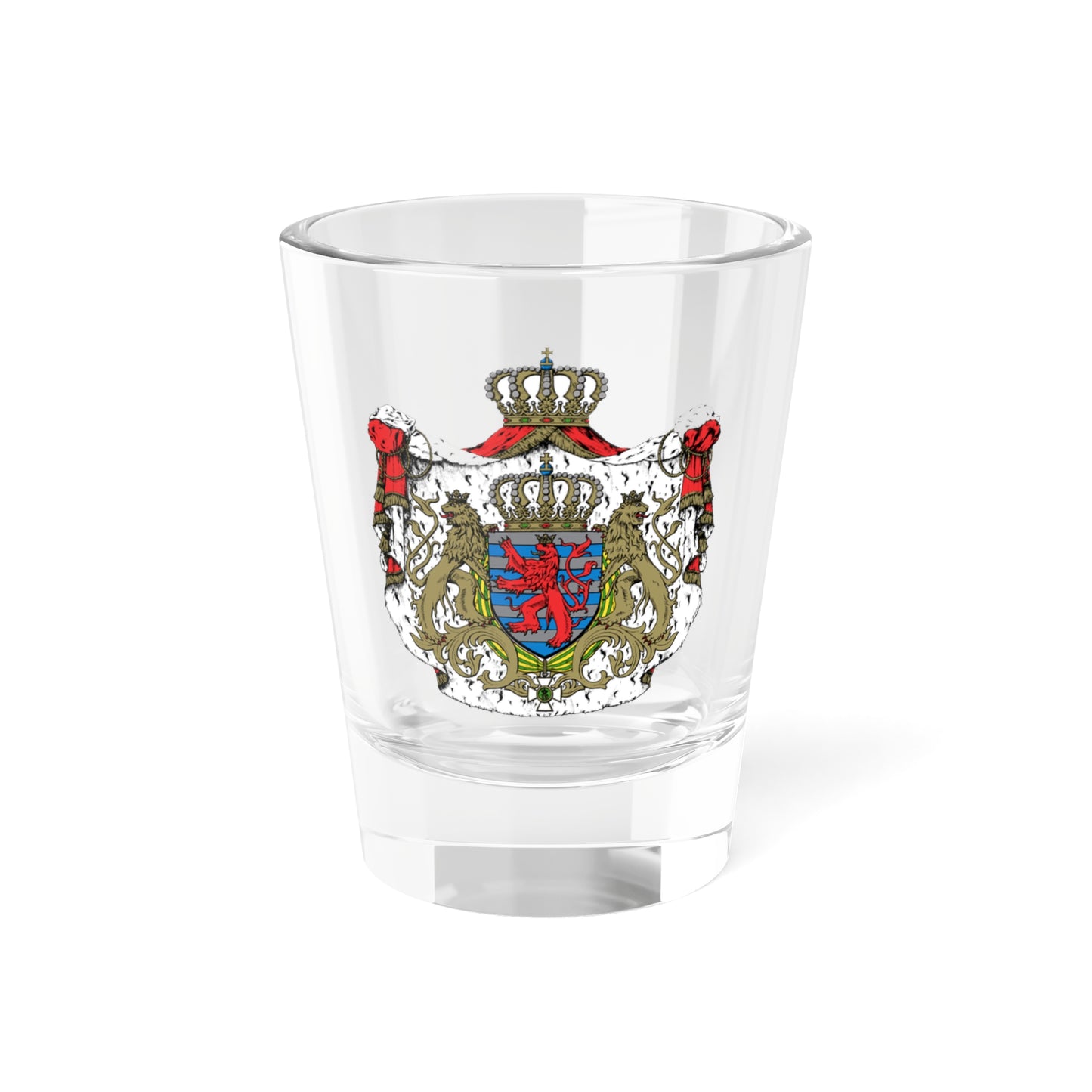 Grandes armoiries du Grand-Duché de Luxembourg (Luxembourg) (Coat of Arms) Shot Glass 1.5oz