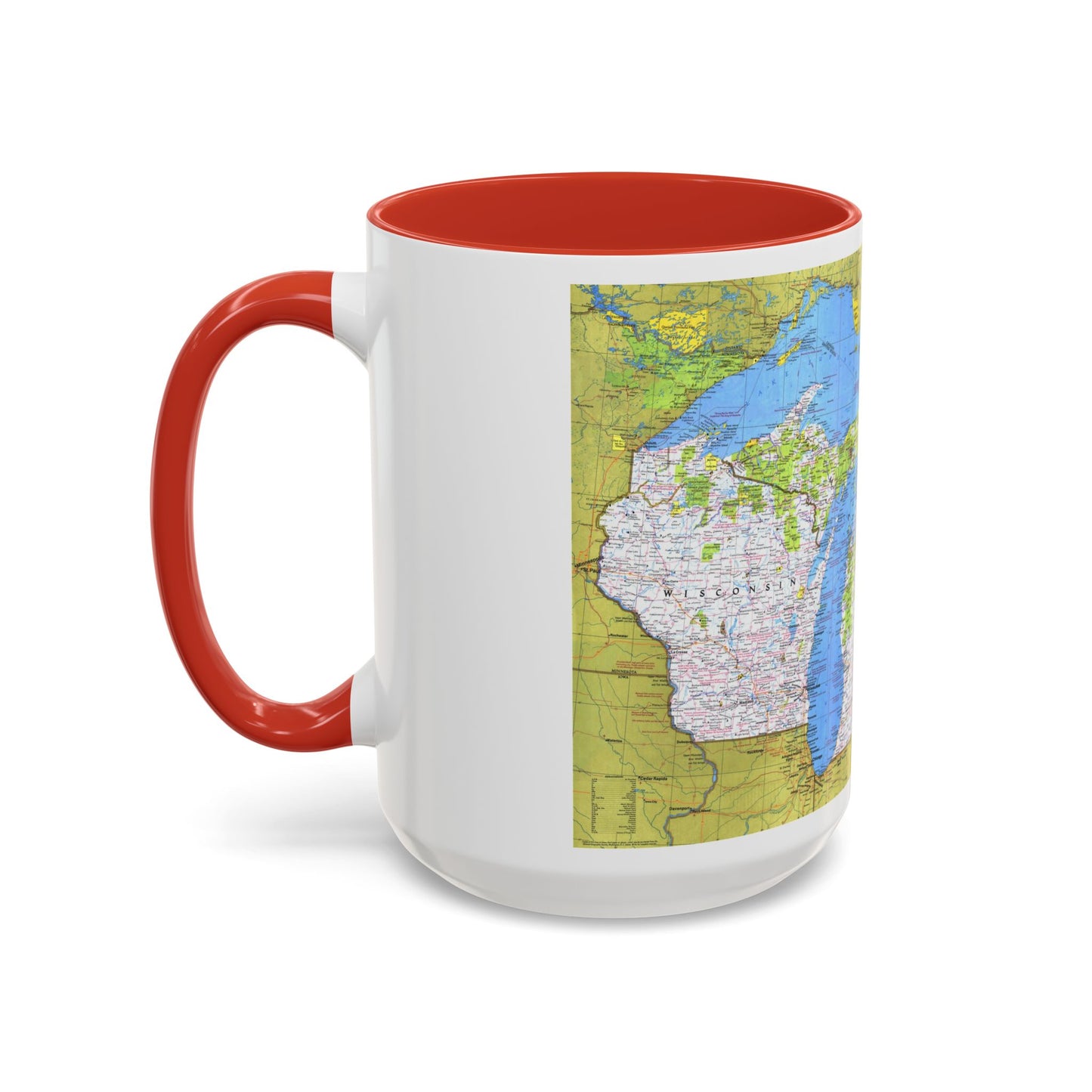 USA - Wisconsin, Michigan ,Great Lakes 1 (1973) (Map) Accent Coffee Mug