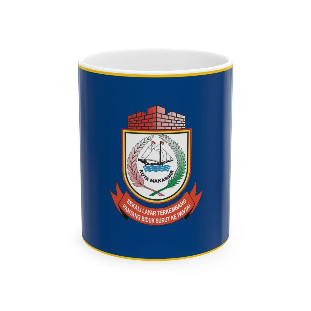 Flag of City of Makassar Indonesia - White Coffee Mug-11oz-Go Mug Yourself