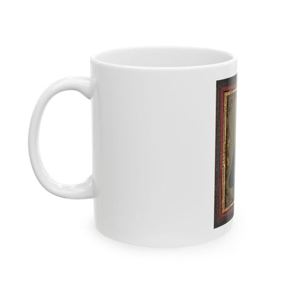 Unidentified Soldier In Union Corporal's Uniform Holding Colt Revolver To Chest (U.S. Civil War) White Coffee Mug