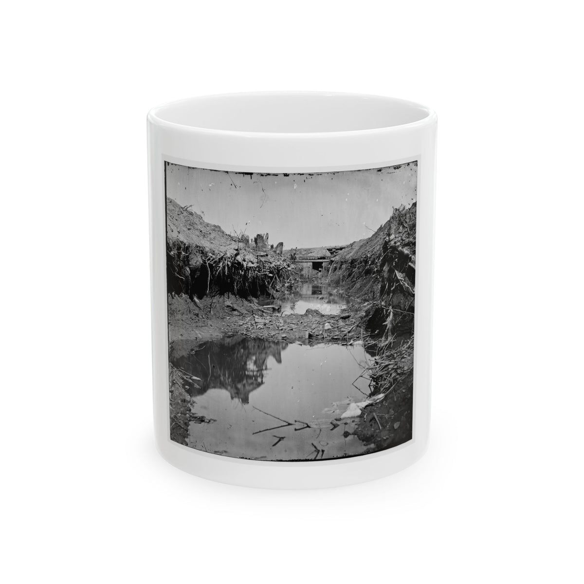 Petersburg, Va. Water-Filled Ditch On West Side Of Fort Sedgwick (U.S. Civil War) White Coffee Mug