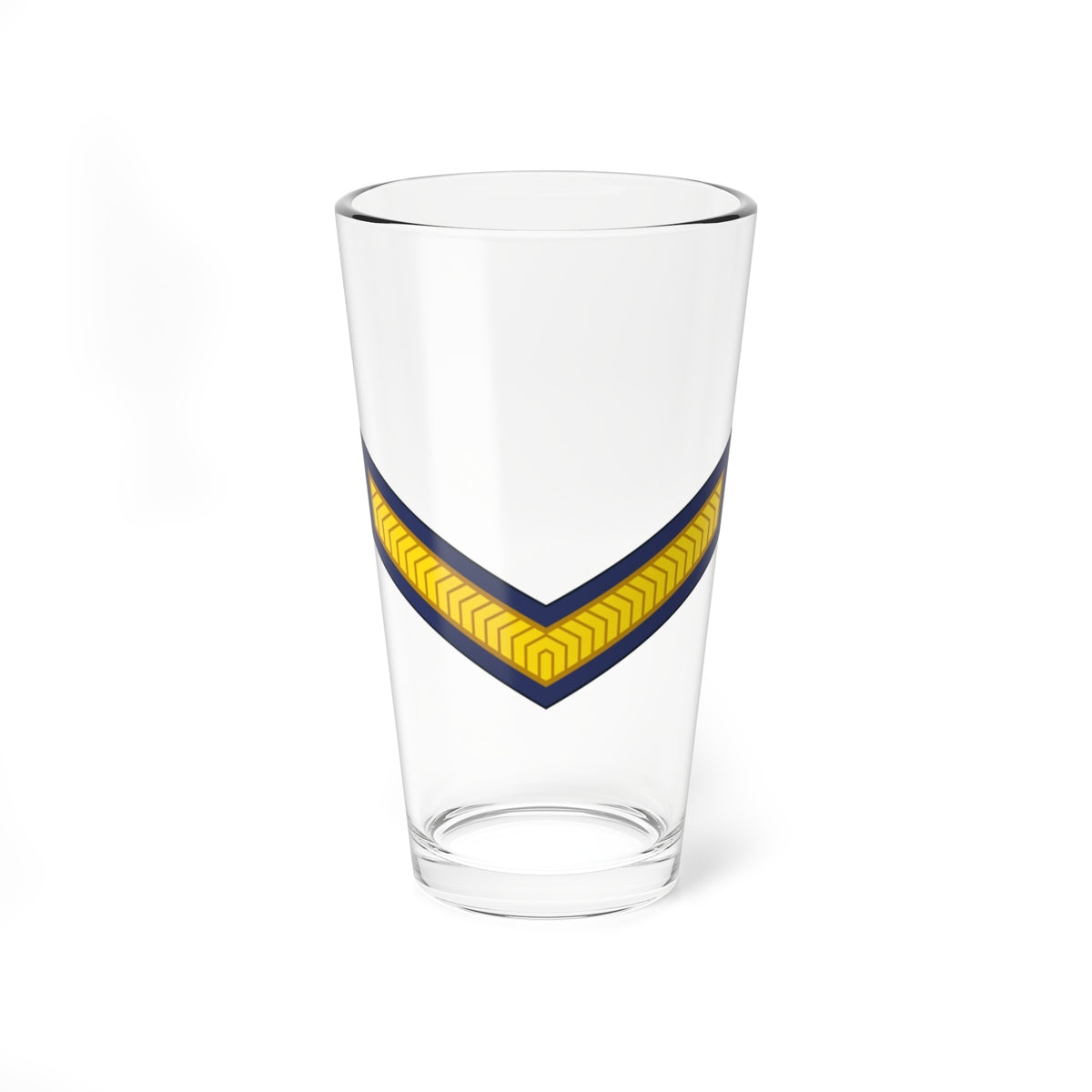 Navy chevron border framing a gold band of stacked chevron stripes on a plain white background.