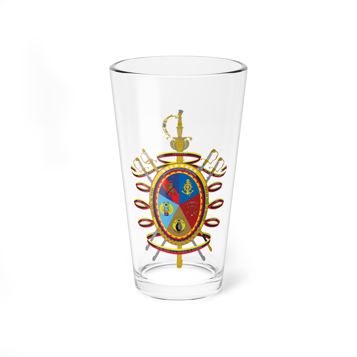 Seal of the Ministry of Peoples Power for Defense (Venezuela) (Coat of Arms) Pint Glass 16oz