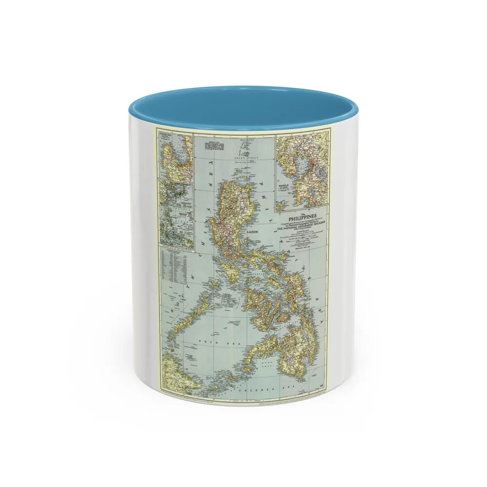 Philippines, The (1945) (Map) Accent Coffee Mug-11oz-Light Blue-Go Mug Yourself