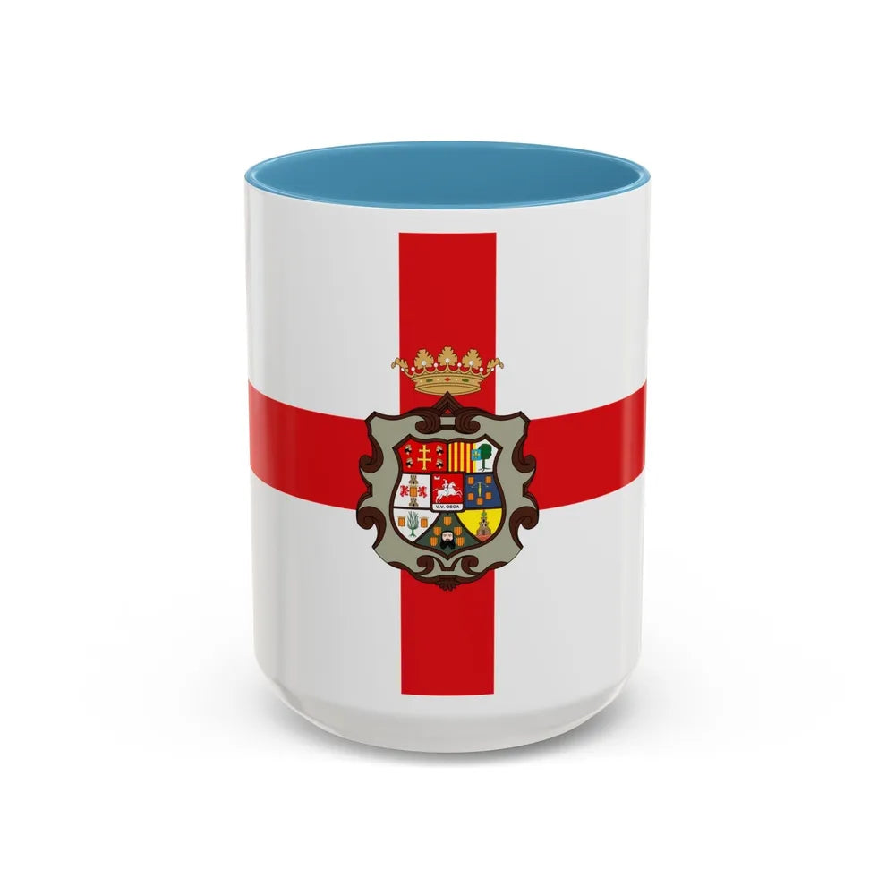 Flag of Huesca Spain - Accent Coffee Mug-15oz-Light Blue-Go Mug Yourself