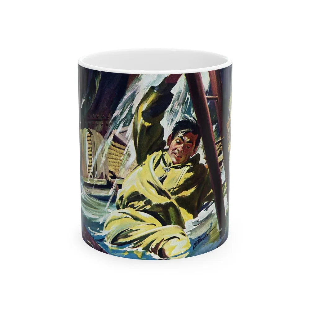 Death Below Decks by Brian Cleeve, The Saturday Evening Post, 1957 - White Coffee Mug-11oz-Go Mug Yourself