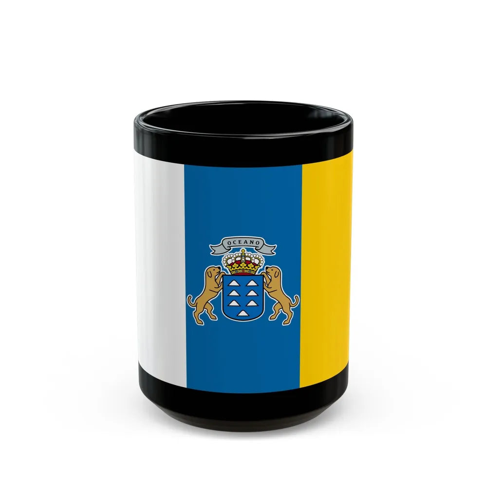 Flag of the Canary Islands Spain - Black Coffee Mug-15oz-Go Mug Yourself