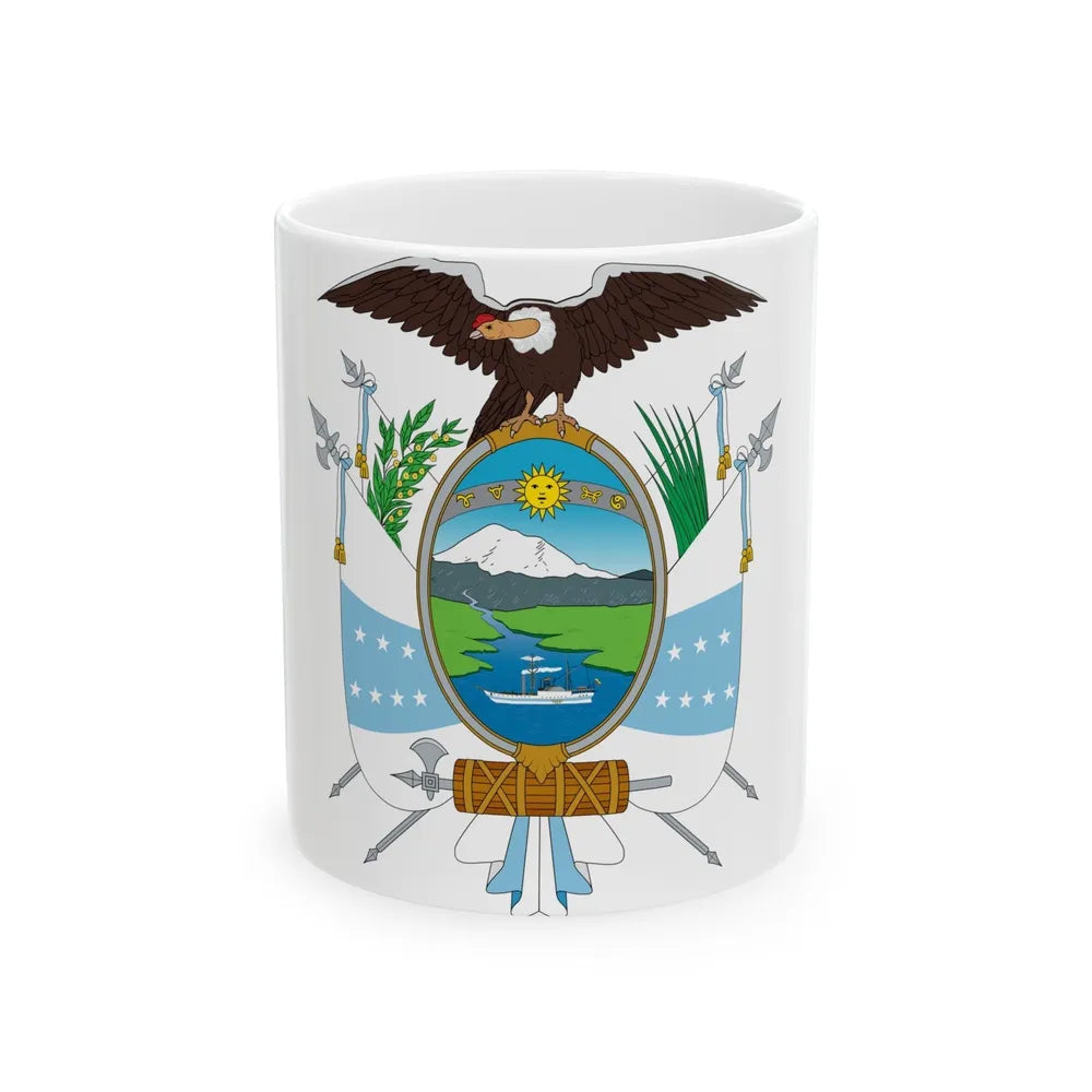 Coat of arms of Ecuador (1845) - White Coffee Mug-11oz-Go Mug Yourself