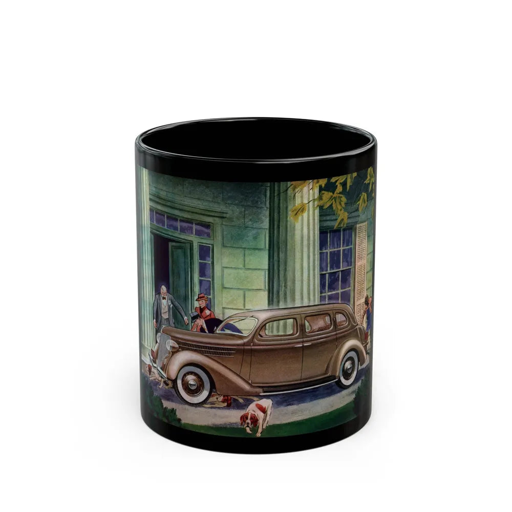 Ford V-8 for 1936 advertisement, The American Magazine, May 1936 - Black Coffee Mug-11oz-Go Mug Yourself