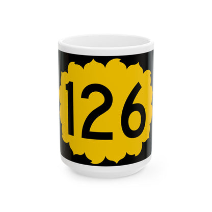 K-126 (Kansas) (Road Sign) White Coffee Mug