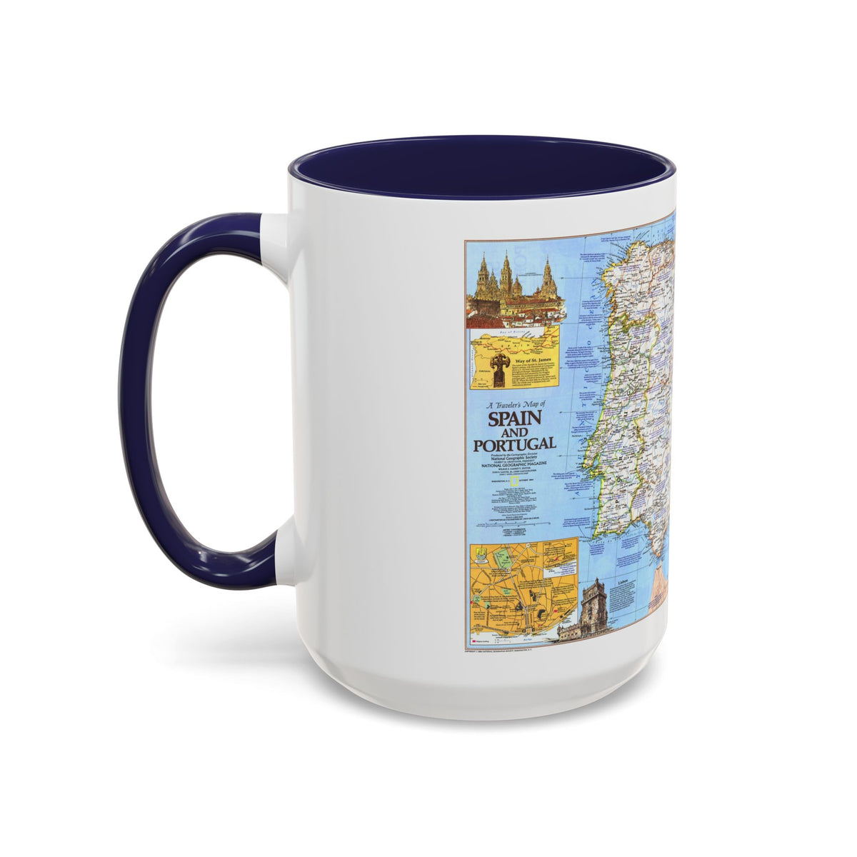 Spain and Portugal - A Traveller's Map 1 (1984) (Map) Accent Coffee Mug