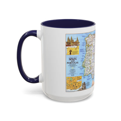 Spain and Portugal - A Traveller's Map 1 (1984) (Map) Accent Coffee Mug