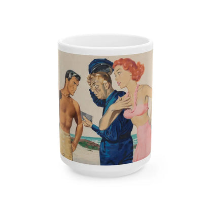 Couple and Cop, probable magazine illustration - White Coffee Mug-15oz-Go Mug Yourself