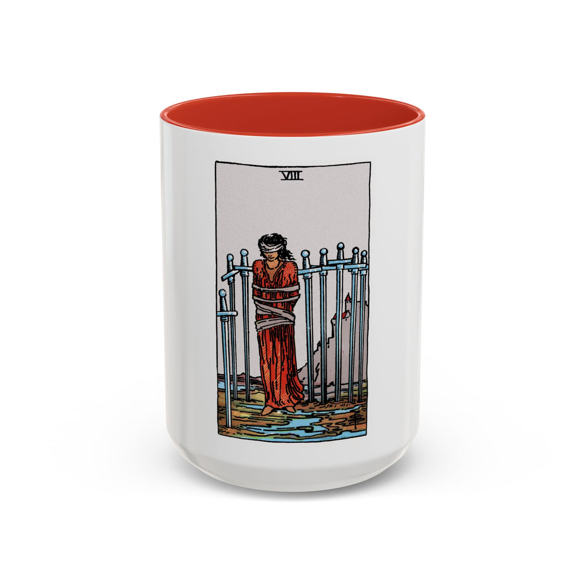 The 8 of Swords (Tarot Card) Accent Coffee Mug