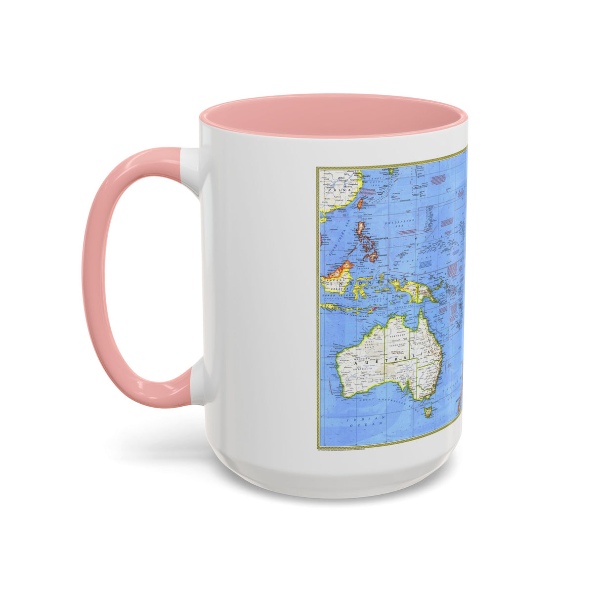 Pacific - Islands of the (1974) (Map) Accent Coffee Mug
