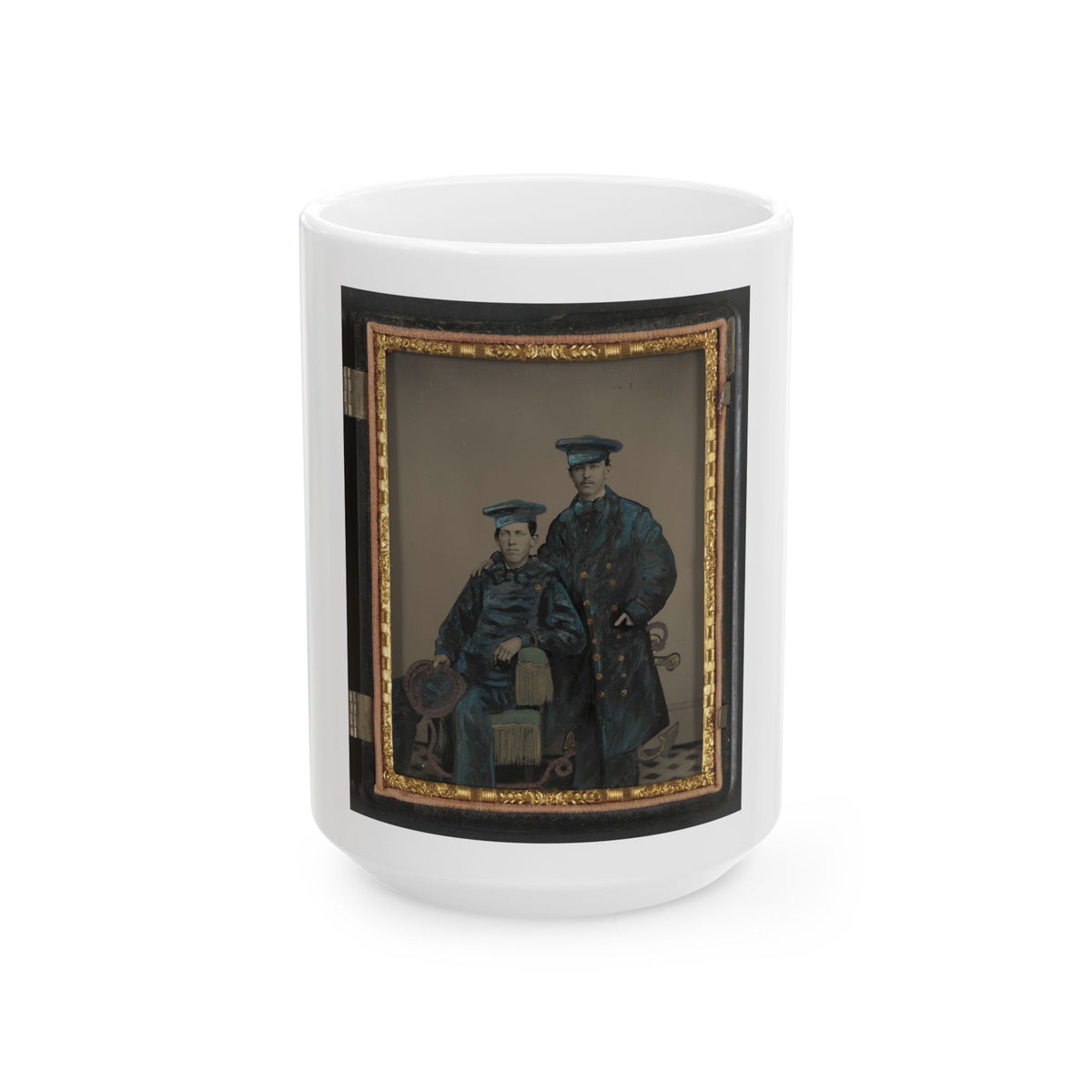 Two Unidentified Sailors In Union Uniforms With Rope And Anchor (U.S. Civil War) White Coffee Mug