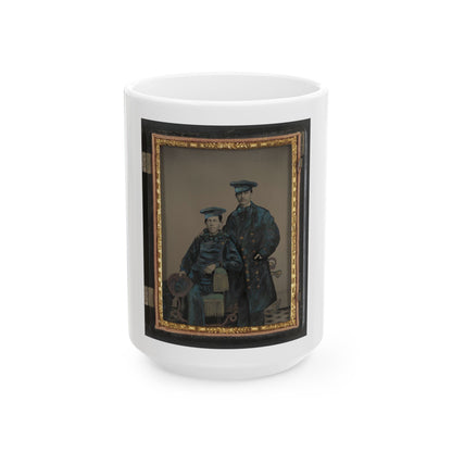Two Unidentified Sailors In Union Uniforms With Rope And Anchor (U.S. Civil War) White Coffee Mug