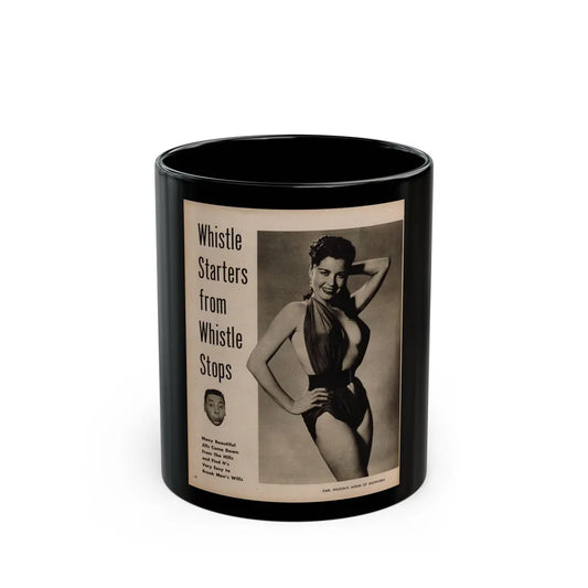 Jeanne Carmen #103 - 1 Page, 1 B&W Photo & Caption from Earl Wilson's Showgirls '56 (Vintage Female Icon) Black Coffee Mug-11oz-Go Mug Yourself