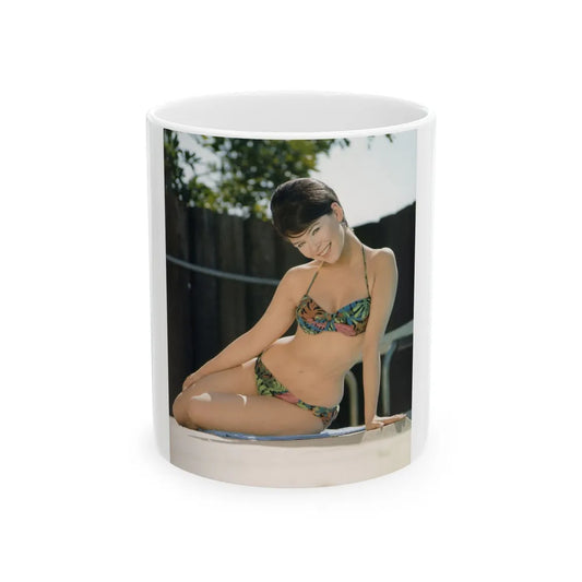 Yvonne Craig #94 - 8x10 Color 2-Piece Hawaiian Bikini Pin-Up Photo from 60's (Vintage Female Icon) White Coffee Mug-11oz-Go Mug Yourself