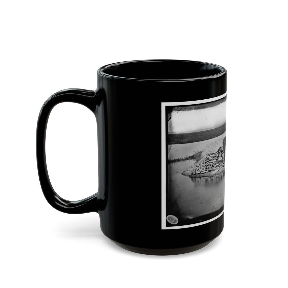 Morris Island, South Carolina. Battery Hays. One 8-Inch Parrot Rifle, Dismounted. Breaching Battery Against Fort Sumter (U.S. Civil War) Black Coffee Mug