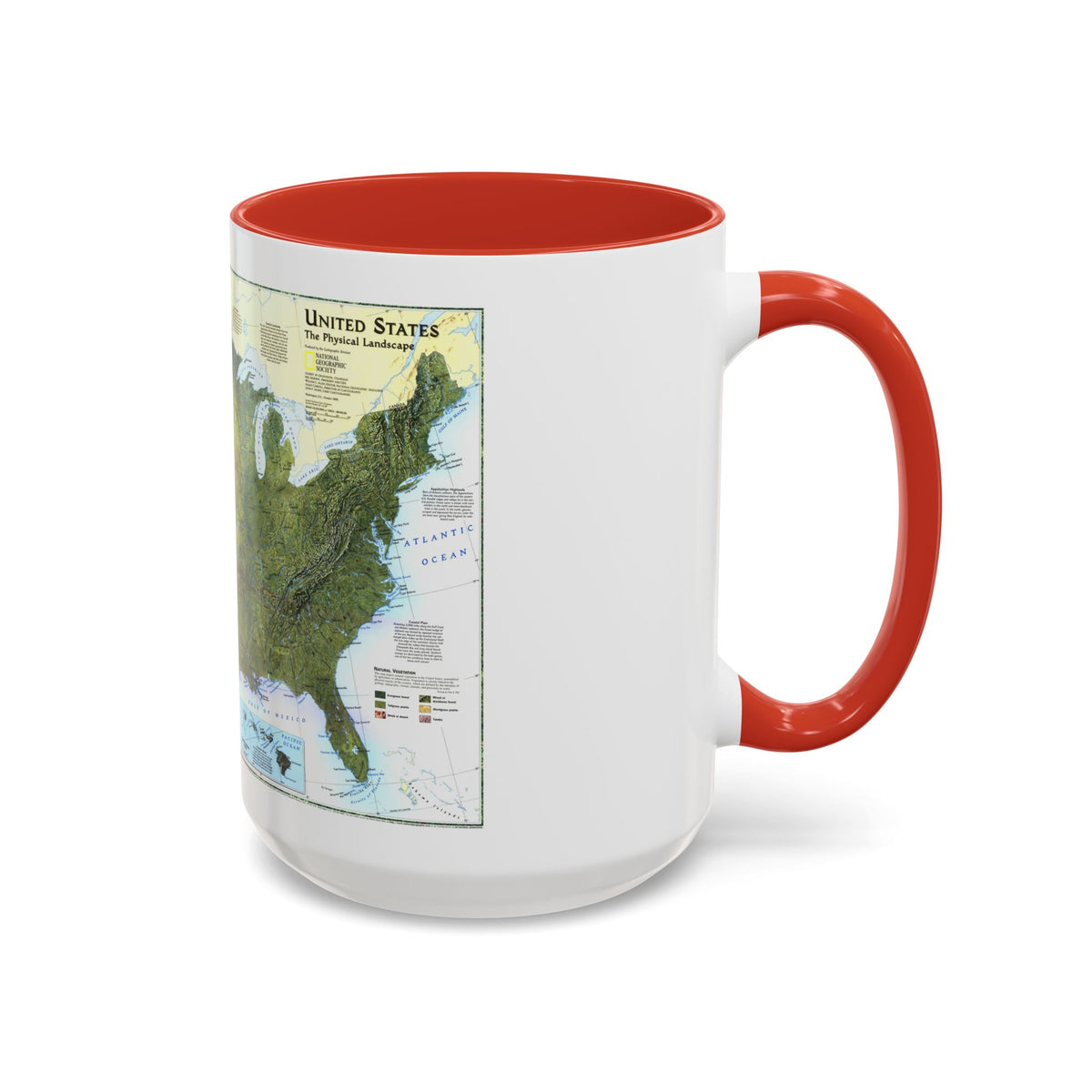 USA - The Physical Landscape (1996) (Map) Accent Coffee Mug