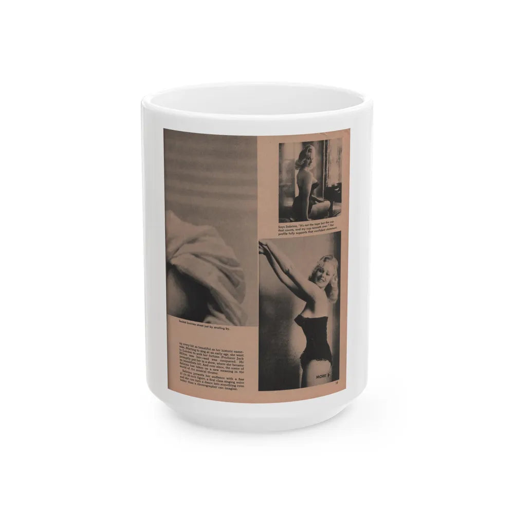 Norma Sykes #180 - Play Mag. 9-4-59 - 2 B&W Photos & More (Vintage Female Icon) White Coffee Mug-15oz-Go Mug Yourself