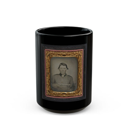 Unidentified Soldier In Confederate Uniform With Colt Revolver (U.S. Civil War) Black Coffee Mug
