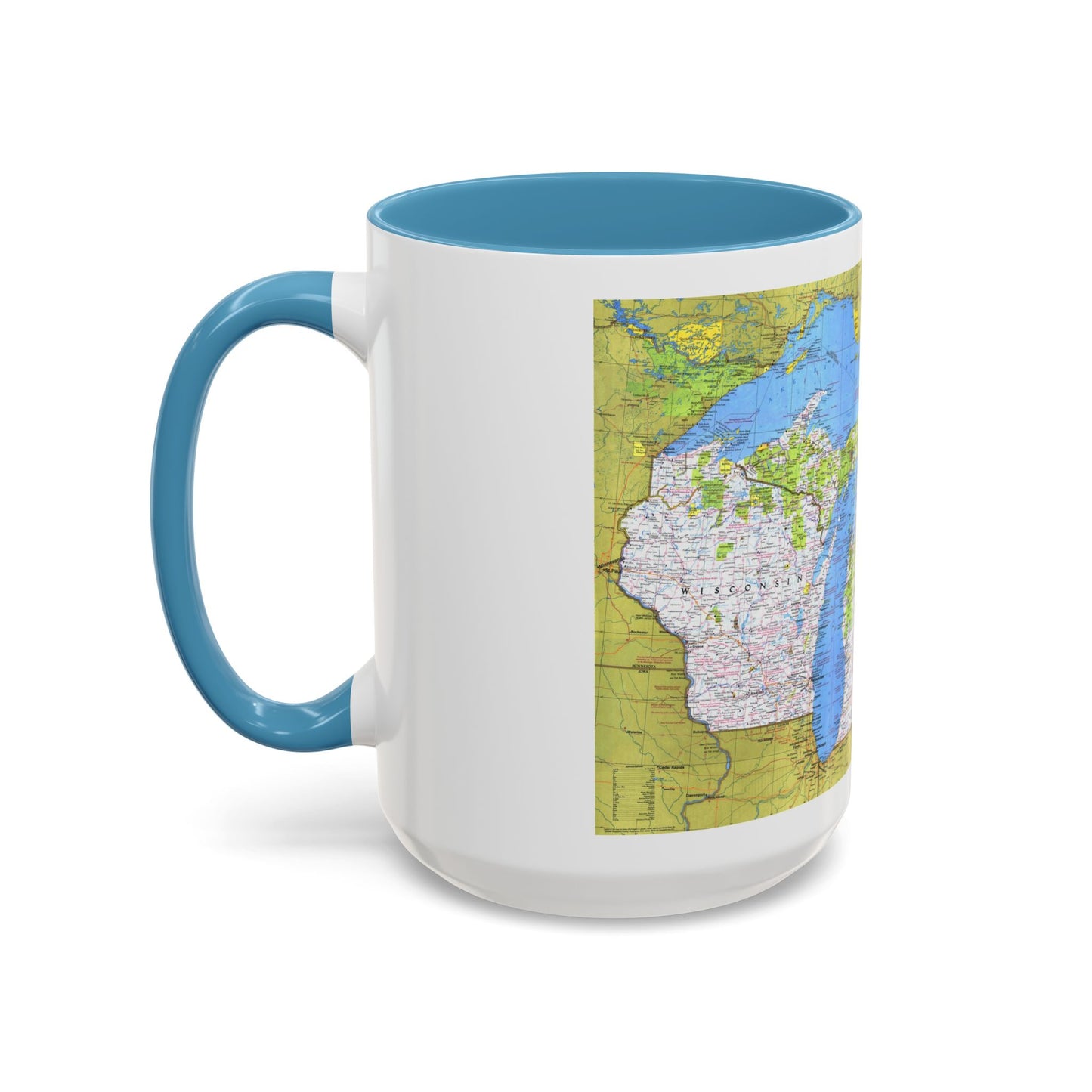 USA - Wisconsin, Michigan ,Great Lakes 1 (1973) (Map) Accent Coffee Mug