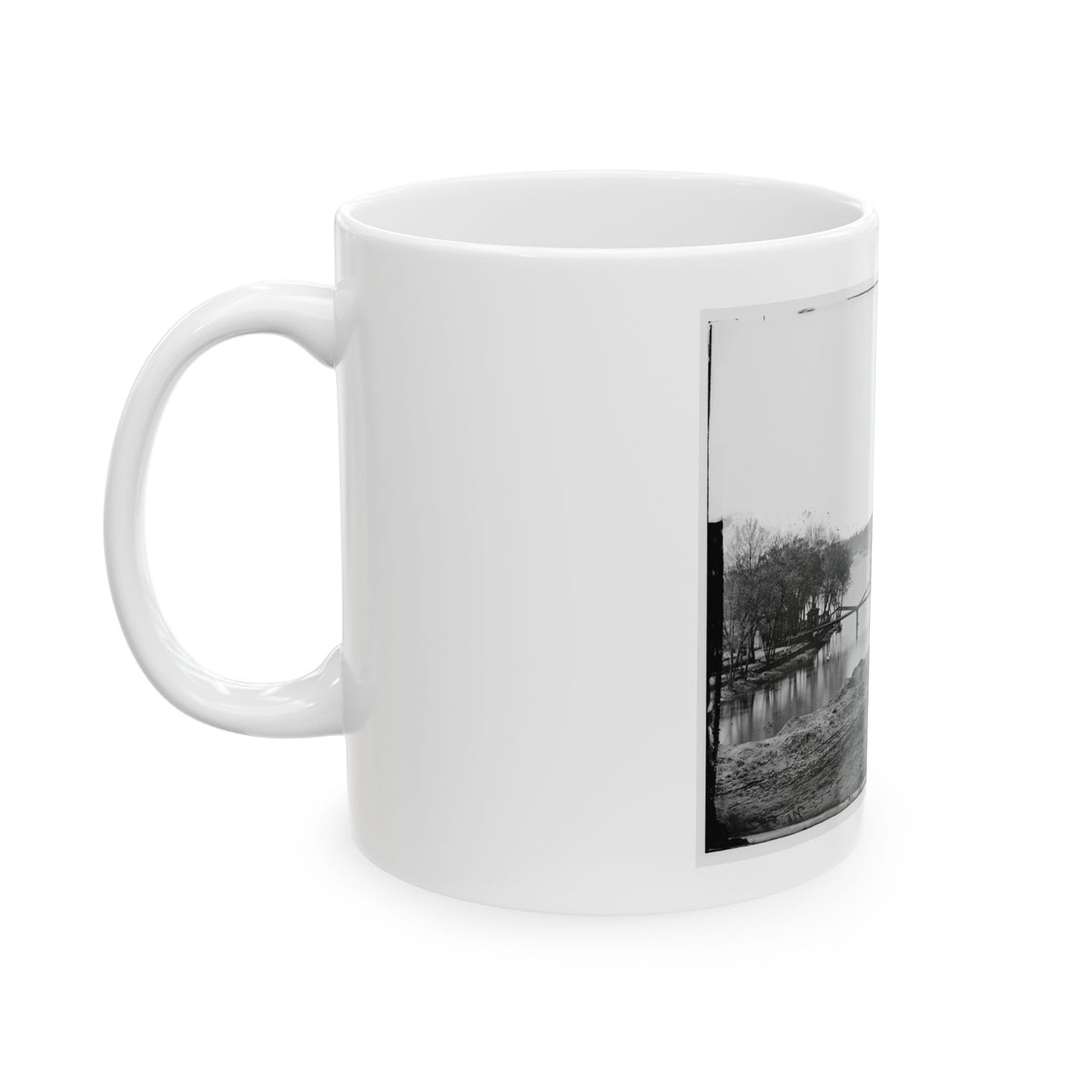 Richmond, Va. View Of The Tredegar Iron Works, With Footbridge To Neilson's Island (U.S. Civil War) White Coffee Mug