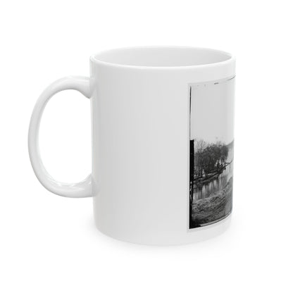 Richmond, Va. View Of The Tredegar Iron Works, With Footbridge To Neilson's Island (U.S. Civil War) White Coffee Mug