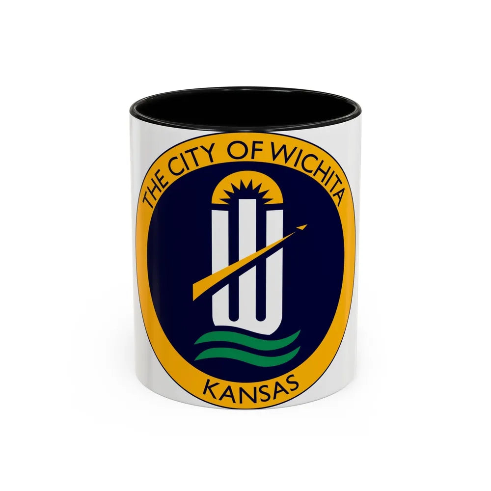 Seal of Wichita Kansas - Accent Coffee Mug-11oz-Black-Go Mug Yourself