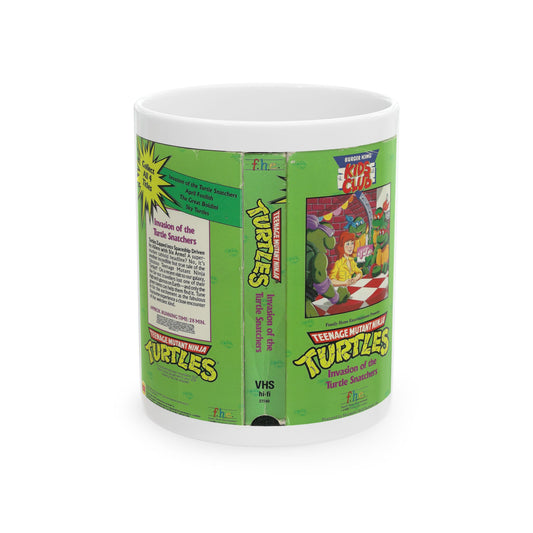 TEENAGE MUTANT NINJA TURTLES INVASION OF THE TURTLE SNATCHERS BURGER KING KIDS CLUB (VHS COVER) - White Coffee Mug