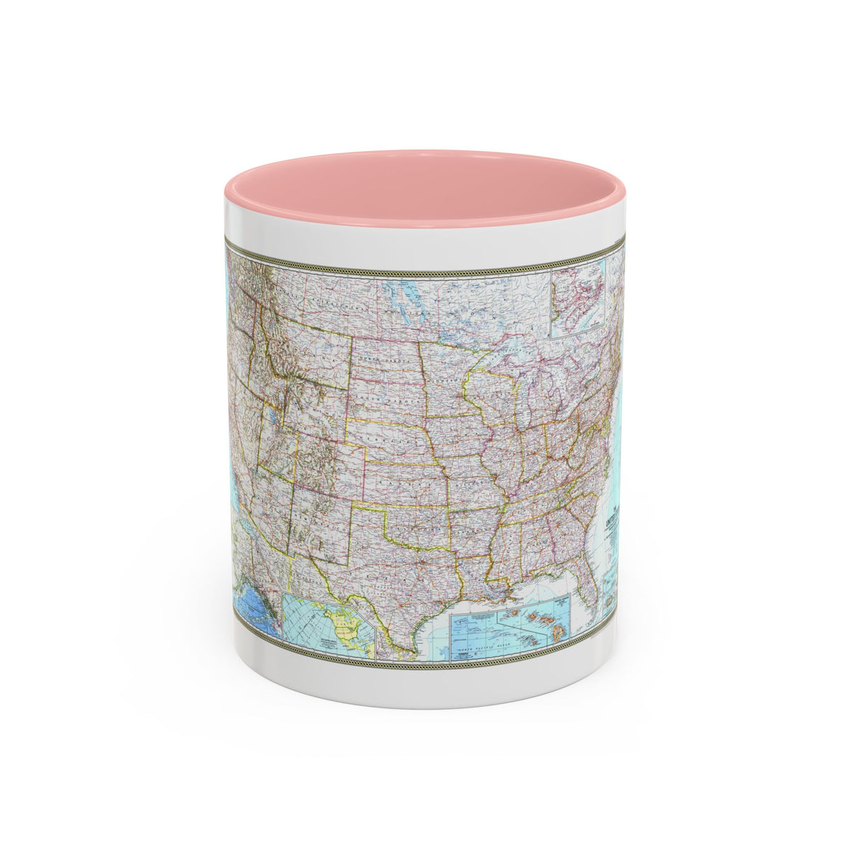 USA - The United States (1968) (Map) Accent Coffee Mug