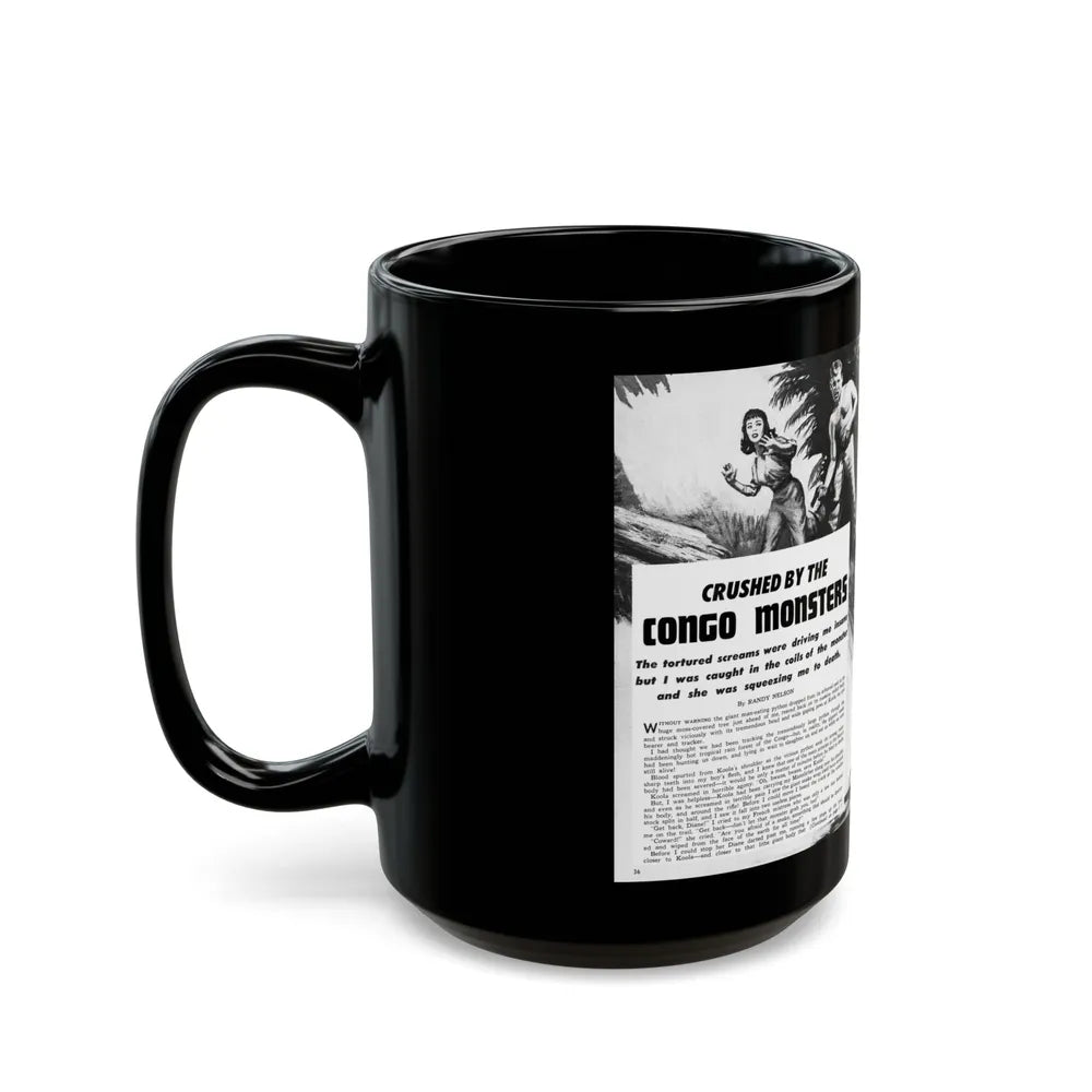 Crushed by the Congo Monster, Man's Daring, December 1960 - Black Coffee Mug-Go Mug Yourself