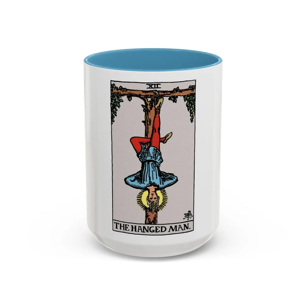 The Hanged Man (Tarot Card) Accent Coffee Mug-15oz-Light Blue-Go Mug Yourself